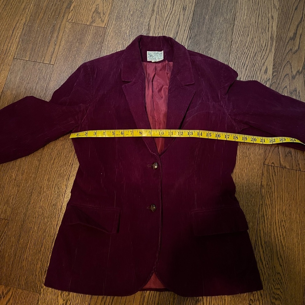 Vintage Maroon Corduroy Blazer Size 10 Two Button Pocket Butterfly Prestige - Picture 8 of 11